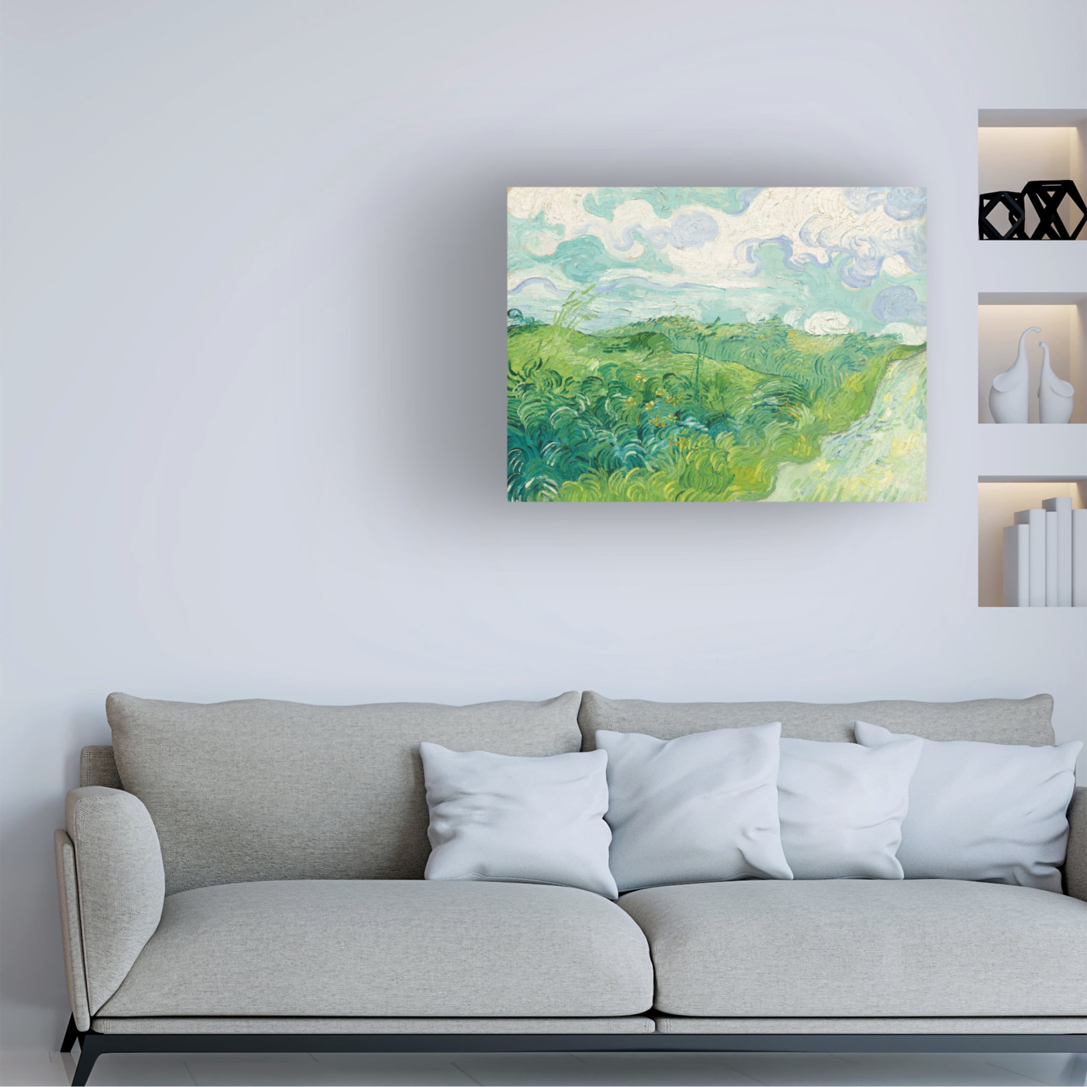Canvas Wall Art - Masters Collection 'Green Wheat Fields Auvers Vincent Vn Gogh' Wall Art for Living Room, Bedroom, or Office Décor by Trademark Fine Art - 47 x 35 Inches