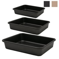 3-Pack Nonstick Bakeware Set, Baking Cookie Sheets, Heavy Duty Rectangular Deep-Dish Cake Pan for Oven (Black)