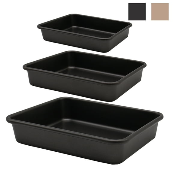 3-Pack Nonstick Bakeware Set, Baking Cookie Sheets, Heavy Duty Rectangular Deep-Dish Cake Pan for Oven (Black)