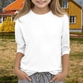 thumbnail image 2 of GiLiling Girls 3/4 Sleeve Crewneck Sweatshirt, Cute Graphic Print Basic Blouse, Solid Tone Soft Top Perfect for Playdates and Casual Daily Leisure, 2 of 7