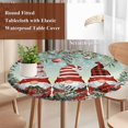 thumbnail image 4 of Turquoise Christmas Round Tablecloth, Fitted Table Cover with Elastic for 36"-44" Round Tables, Gnomes Xmas Tree Poinsettia Eucalyptus Table Cloth Outdoor Indoor Dinning Party Waterproof Tablecloths, 4 of 7