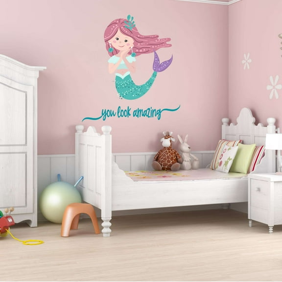 You Look Amzing Vibes Seahorse Sea Shells Statfish Princess Fish Starfish Queen Sweet Dreams Bedtime Unicorn Lovely Dear Dream Holiday Gift Decorating Bedroom Wall Decal Sticker - Size: 36 In X 40 In