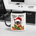 thumbnail image 2 of Merry Christmas Santa Siamese Scarf Twinkling Lights Xmas Holiday 11oz Accent Two-tone Mug Cat Lover Kitten Owner Gifts Coffee Tea Cup - 00022, 2 of 5