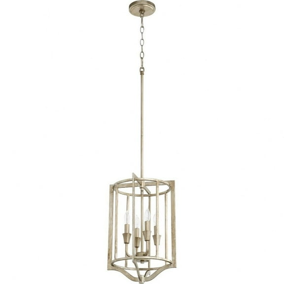 4 Light Pendant In Traditional Style-18.75 Inches Tall And 12 Inches Wide-Aged Silver Leaf Finish    -Traditional Installation Quorum Lighting