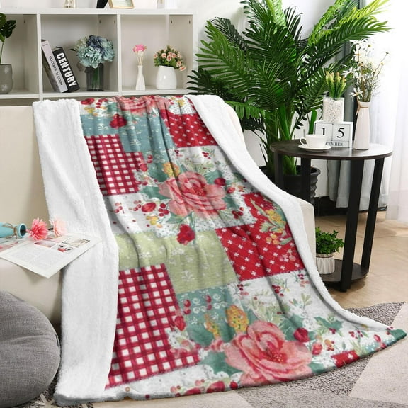 Pioneer Flower Floral Print Pattern Blanket,Comfortable Soft Lamb Wool Throw Blanket,All Season,Warm Lightweight Blankets for Sofa Bed Couch Living Room Chair,40"x50"