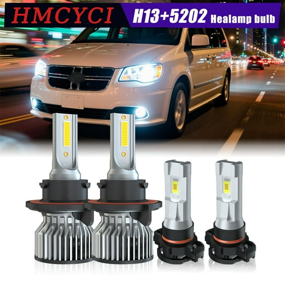 For Dodge Grand Caravan 2010 LED Headlight Hi/Lo   Fog Bulbs 6500K Combo 4x US