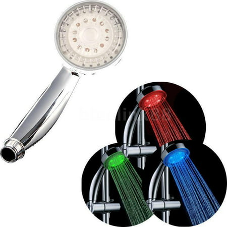 3 Color LED Auto Changing Fixed Shower Head Temperature Sensor Water Glow