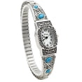 thumbnail image 4 of Blekon Collections Womens Square, Oval, Round, Semi Turquoise Stretch Band Watch, 4 of 5