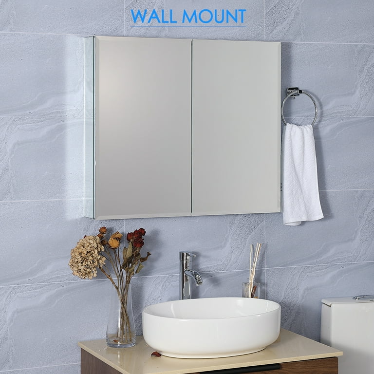 VEIKOUS Oversized Bathroom Medicine Cabinet Wall Mounted Storage with  Mirrors-23.6''W x 7.5''D x 30.4''H - On Sale - Bed Bath & Beyond - 35436724