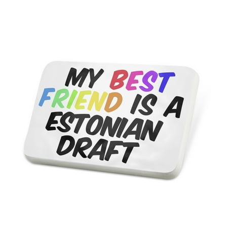 Porcelein Pin My best Friend a Estonian Draft, Horse Lapel Badge –
