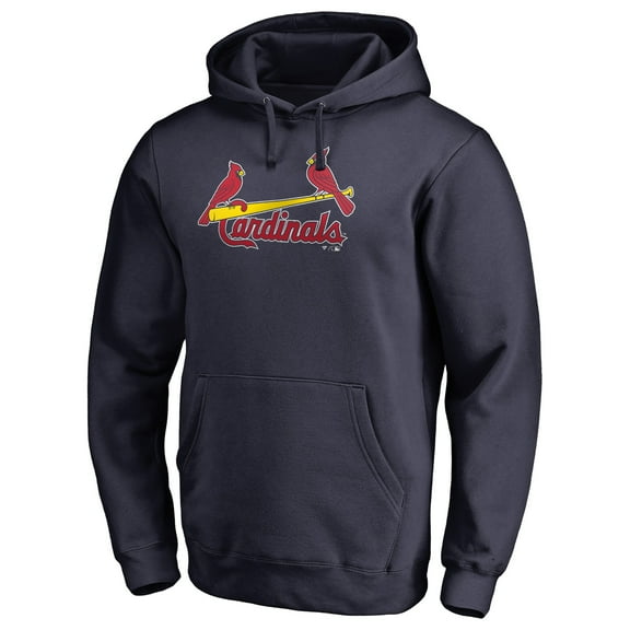 Men's Navy St. Louis Cardinals Official Wordmark Fitted Pullover Hoodie