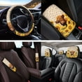 thumbnail image 4 of Jeiento Highland Cow Car Seat Cover Full Set of 14 Steering Wheel Cover Headrest Covers Seat Belt Strap Pads Cup Coasters Sunflower Armrest Cover Pad Automobile Accessories, 4 of 7