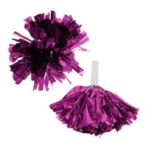 Unique Bargains 1 Pair Cheerleader Pom Poms Handle Cheerleading Practice Poms Rose Red