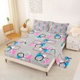 thumbnail image 2 of Castle Fairy Abstract Overlap Circle King Sheets 4pcs,Geometric Rounded Rectangle Bedding,Hot Pink Cyan Gray,1 Flat Sheet, 1 Fitted Sheet and 2 Pillowcases, 2 of 7