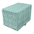 thumbnail image 1 of Blue Dog Crate Cover, Raindrop Style Curly Leaves Motif in Soft Tones Nature Essence Blossom, Easy to Use Pet Kennel Cover for Medium Large Dogs, 35" x 23" x 27", Turquoise and Eggshell, by Ambesonne, 1 of 6