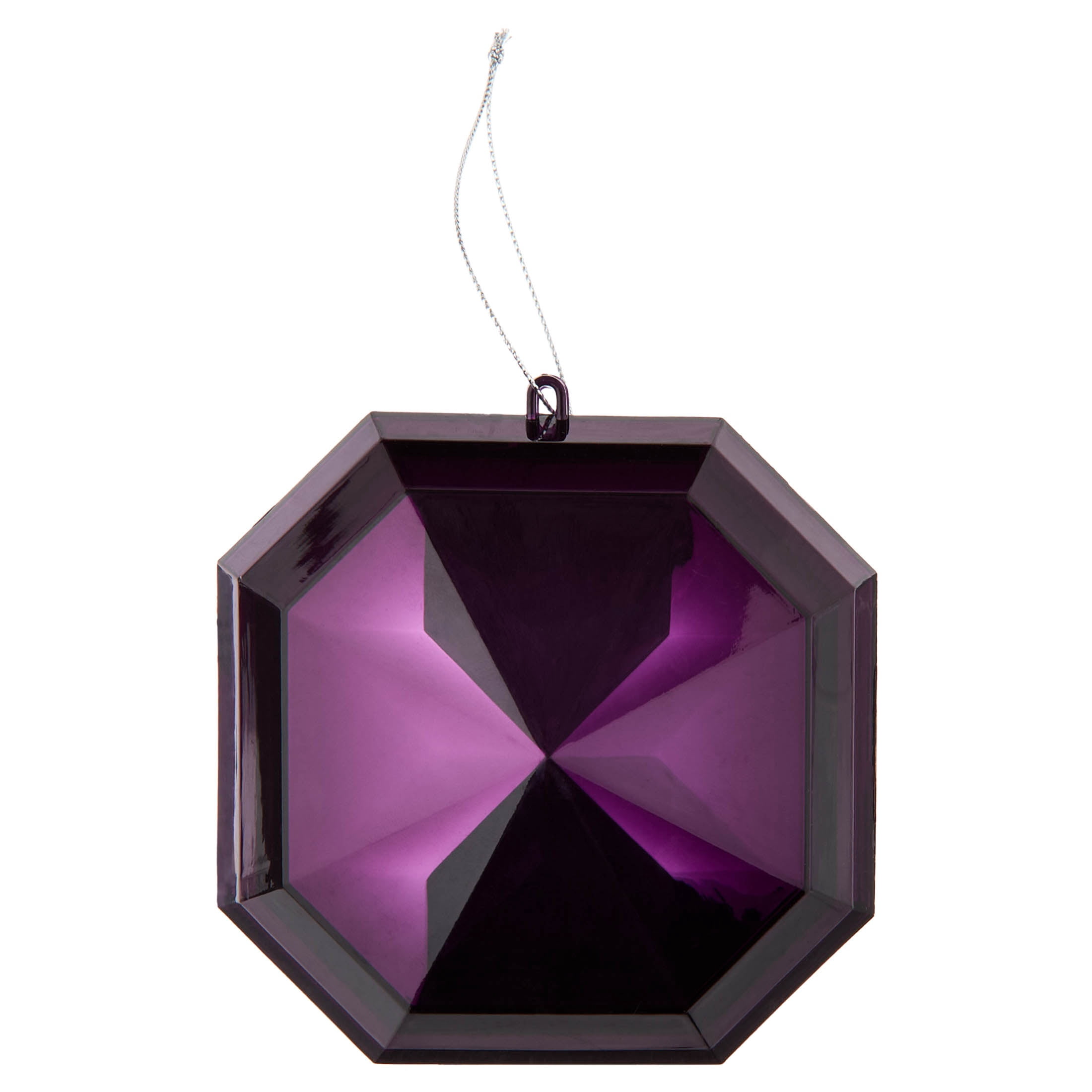 4-Count Purple Square Gem Christmas Ornaments, 4", by Holiday Time