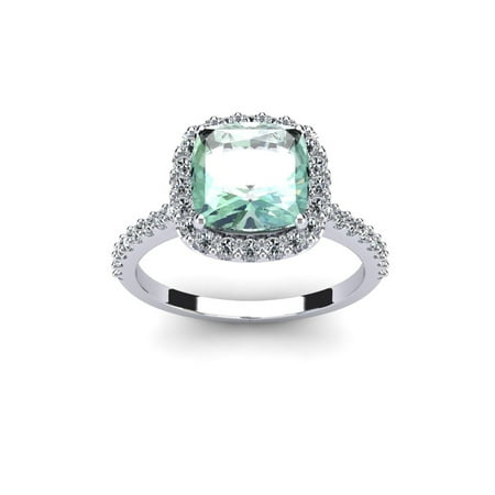 Superjeweler 2 1 2 Carat Cushion Cut Green Amethyst And Halo
