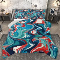 Homewish Purple Marble 3 Pieces Queen Comforter Set for Female Men Adults,Gradient Marbling Watercolor Ultra Soft Bedding Sets,Ombre Stone Pattern Bedding Comforter Set Breathable