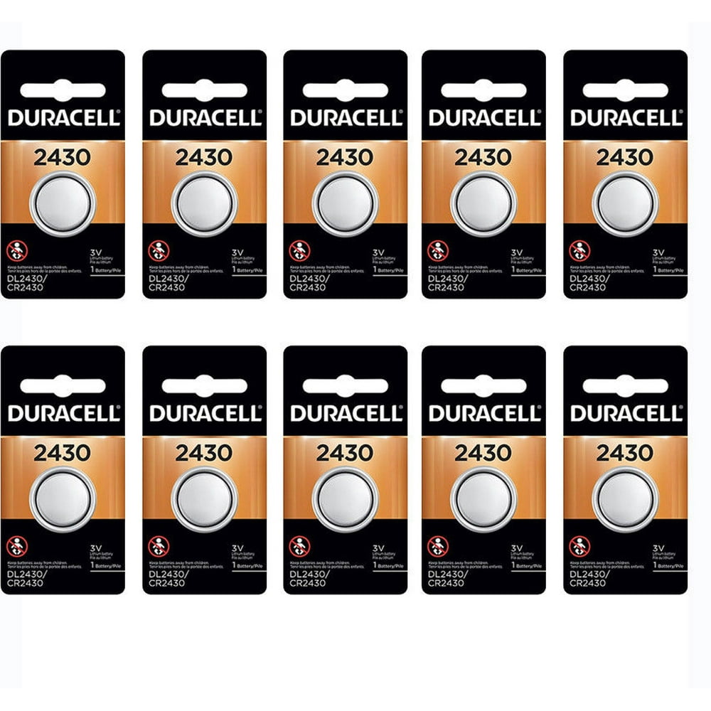 10 Pcs Duracell 2430, CR2430, DL2430 3V Lithium Coin Cell Battery