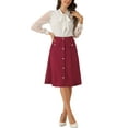 thumbnail image 2 of INSPIRE CHIC Elegant Women's A-Line Button Front Knee Length Skirt for Work and Formal Occasions XL Red, 2 of 5