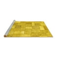 thumbnail image 2 of Ahgly Company Machine Washable Indoor Round Patchwork Yellow Transitional Area Rugs, 3' Round, 2 of 4