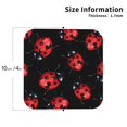 thumbnail image 3 of Honeii Beautiful Red Ladybug Print Leather Coaster Set of 6, Ideal for Safeguarding Your Furniture from Drinks Spills and Effortless Cleanup,Square, 3 of 7