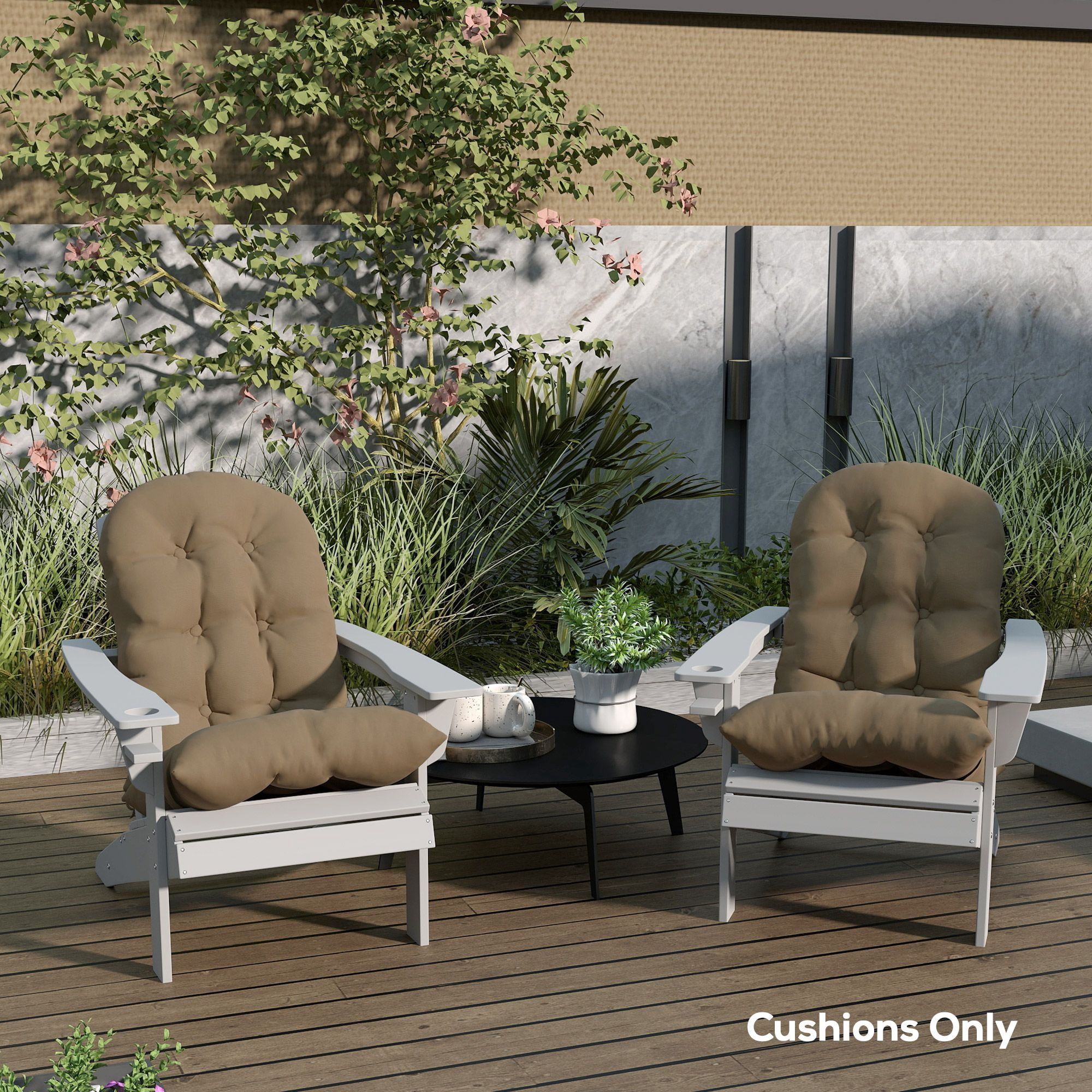 Alvantor Adirondack Chair Cushions Set of 2 High Back Patio Cushions for Adirondack Chairs, Khaki