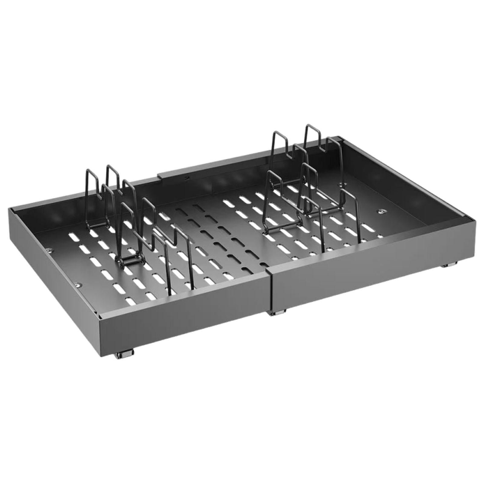 Fiocias Pull Out Cabinet Organizer Utensil Spice Storage Shelf Carbon Steel under Sink Drawer Storage Rack for Pantry Closet Office Black