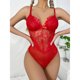 thumbnail image 1 of Conjunto de lencería de malla de encaje Ahueca hacia fuera el mono de la ropa interior Tmvgtek para mujer Rojo T S, 1 of 6