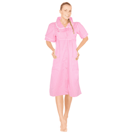 

JEFFRICO Womens Housecoats For Women Snap Front Housecoat Lounger Duster House Dress Short Sleeve Nightgowns Pajamas Robe Plus Size
