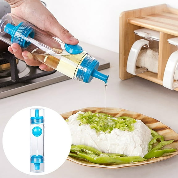 Uioepy Clearance Multi-Functional Spray Oil Bottle, Kitchen Household Vinegar Bottle, Quantitative Oil Bottle, Sesame Oil Bottle, Oil Pot, Soy Sauce Bottle, Seasoning Bottle, Blue 2 In 1 Glass Olive O