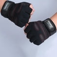 thumbnail image 5 of Men's Half-Finger Gym Gloves with Wrist Wrap, Weight Lifting Training Gloves, Fitness Workout Gloves for Exercise, Sports & Strength Training Support, 4.33*6.7in, Black, 5 of 10