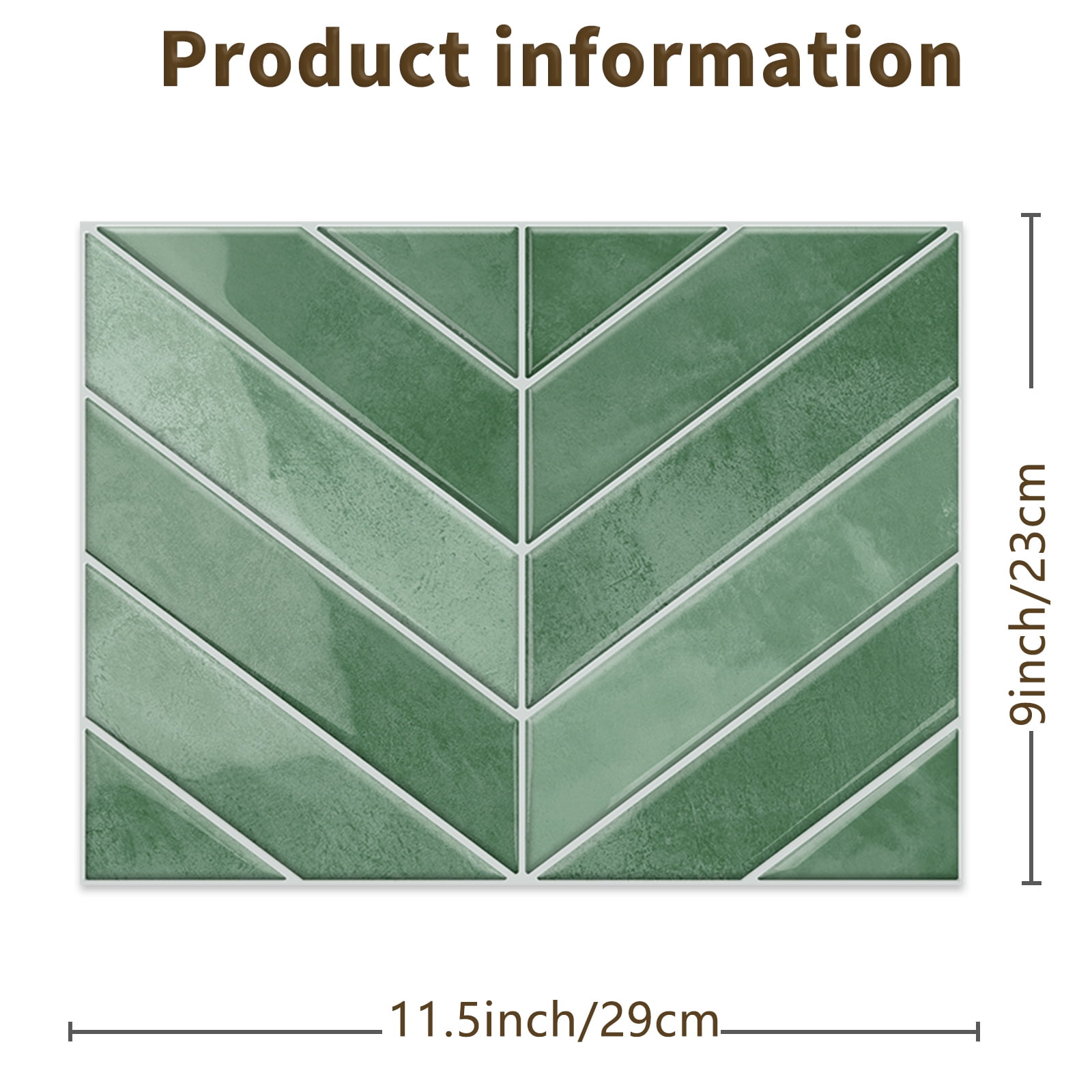 DEWOO 10 Sheets Thicker Herringbone Peel and Stick Backsplash, 11.5”×9” Stick on Wall Tiles, Self Adhesive Tile Sticker for Kitchen Backsplash and Bathroom, Light Green