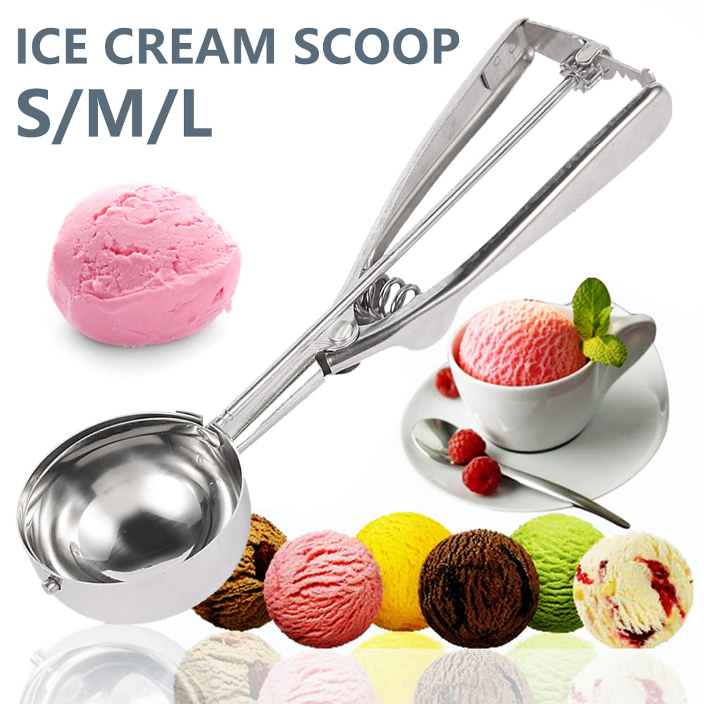 Ice Cream Stainless Steel 4cm Used for Ice Cream Mash Potato Cupcake Mix Cookie Dough Fruit Ice Cream Scooper with Trigger