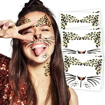 Fierce Leopard Face Temporary Tattoos 6-Pack - Realistic Nose, Whiskers & Forehead Stripe Kit for Halloween, Costume Parties & Festival Makeup