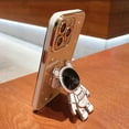 thumbnail image 5 of Compatible for iPhone 14 Pro Max 6.7 Inch Bling Plating Astronaut Hidden Stand Case, Cute 6D Bear Stand Glitter Phone Case for Women Girls Soft TPU Shockproof Back Cover - White, 5 of 6