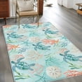 thumbnail image 3 of Teal Sea Turtle Starfish Washable Area Rugs 3'x5', Summer Beach Coral Shell Blue Low Pile Throw Living Room Rug Non-Slip Sturdy Edge Binding Carpet for Indoor Entryway Bedside Kitchen, 3 of 9