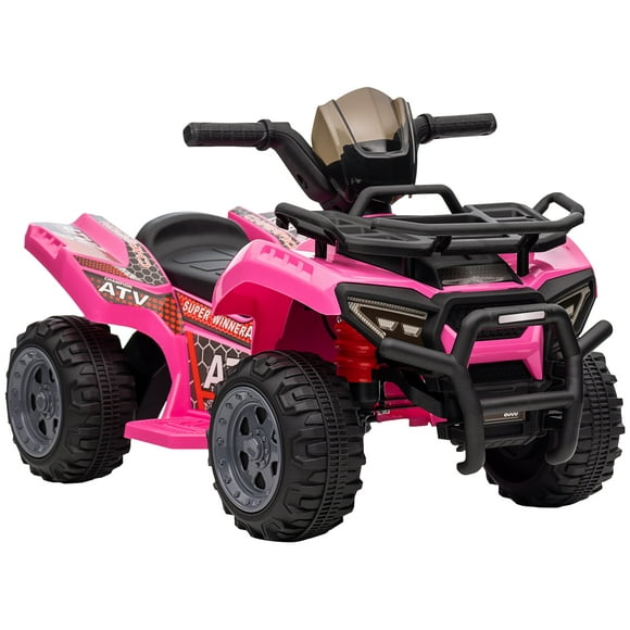 Aosom Kids Ride-on ATV Quad Bike Four Wheeler Car with Music, 6V Battery Powered Motorcycle for 18-36 Months, Pink
