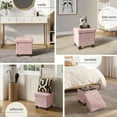 thumbnail image 4 of Hearth & Harbor Storage Ottoman Bench, Boucle 15" Ottoman with Storage , Pink, 4 of 9