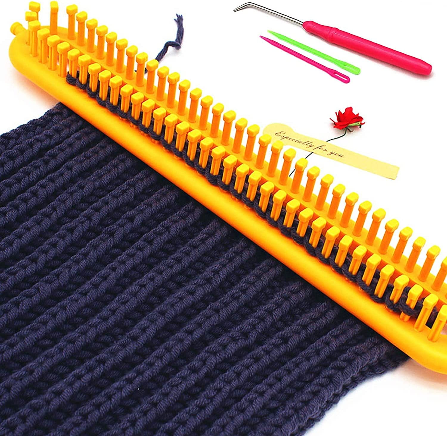 Long Knitting Loom Set with Instructions-Scarf Hat Blanket Loom Knitting Kit-Rectangular Knitting Looms for Beginners Kids Adults-Shawl Sweater Sock Knitting Looms for Crocheting