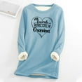 thumbnail image 2 of Jinhomg Casual Sherpa Lined Sweatshirts for Women Cute Heart Letter Print Sleepwear Tops Fall Winter Warm Cozy Long Sleeve Fleece Lined Loungewear Prime Day 2025 Light Blue S, 2 of 6