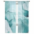 thumbnail image 2 of Teal Blue Marble Semi Sheer Curtains 84 Inch Length 2 Panels Set, Marble Crack Lines Modern Art Sheer Kitchen Curtain Privacy Voile Window Curtain for Living Room Bedroom Rod Pocket Drapes, 2 of 7