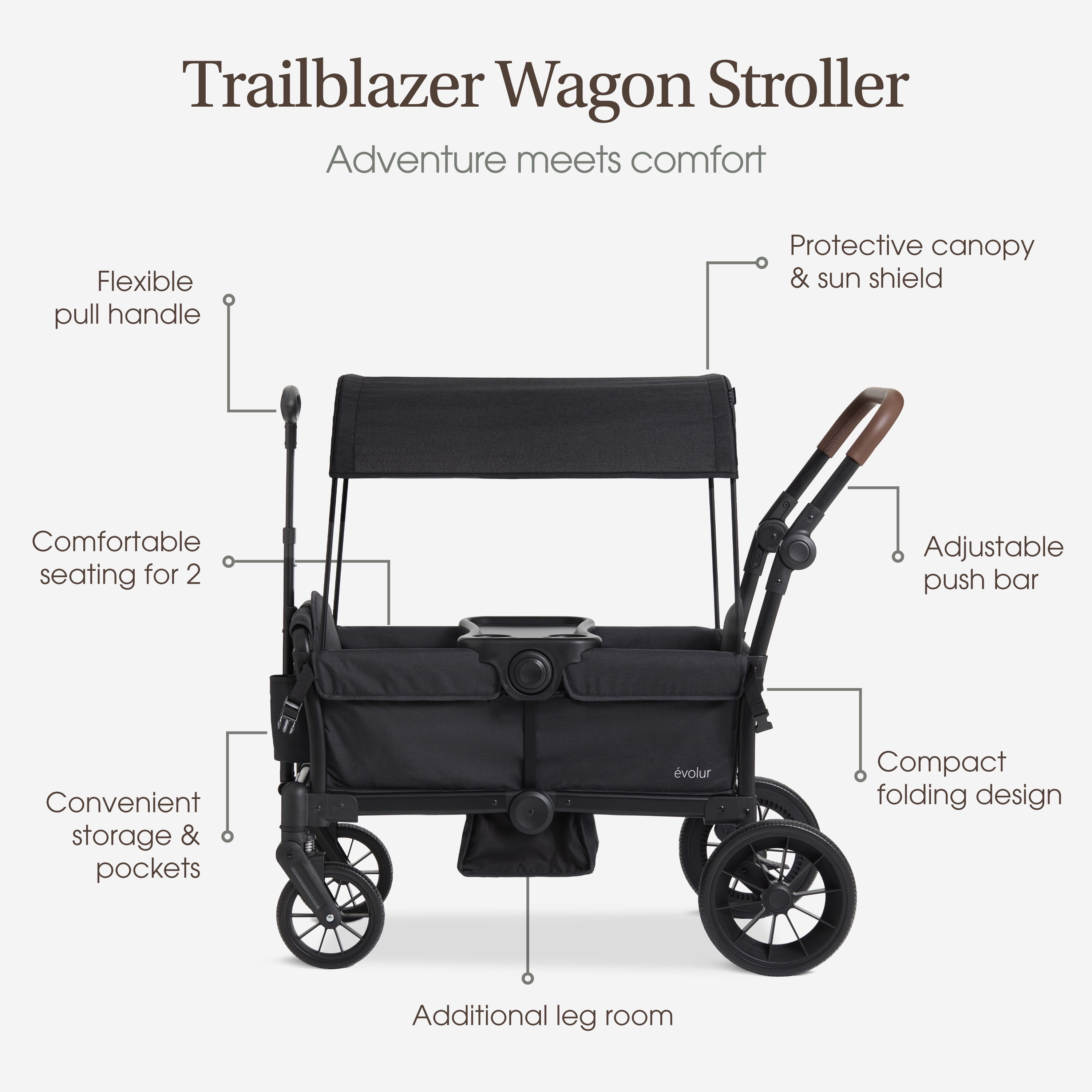 Evolur TrailBlazer Wagon Stroller, Black