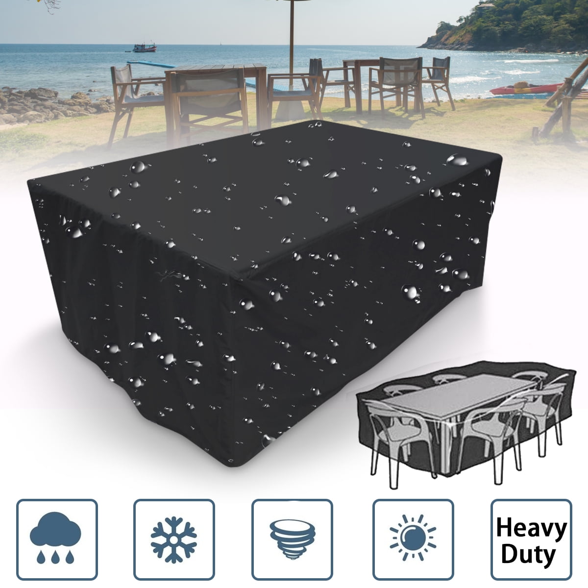 4 Size Outdoor Rectangular Waterproof Furniture Cover ...