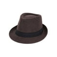 thumbnail image 3 of Spencer Classic 20s Trilby Fedora Hat for Men Felt Short Brim Fedora Panama Hat with Black Band Casual Jazz Cap Manhattan, Brown, 3 of 9