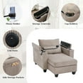 thumbnail image 5 of Harper & Bright Designs Convertible Chaise Lounge Indoor, Corduroy Single Sofa with USB Ports, Accent Chair Sleeper Sofa Bed with Two Cup Holders, Phone Holder and Storage, Brown, 5 of 19
