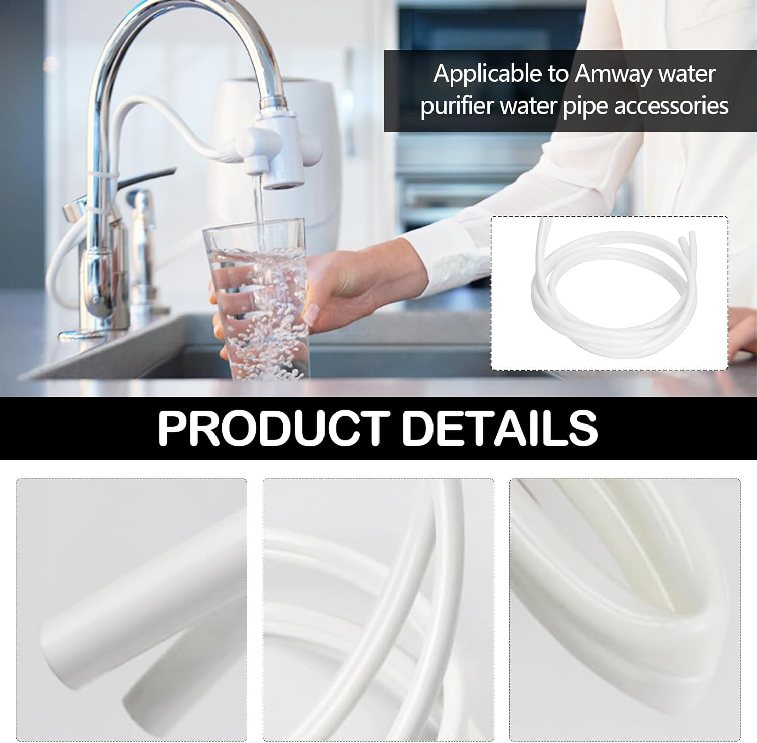 AWINQQ Water Purifier Hose Compatible with eSpring 100185 100188 Tubing Dual-Tube Flexible Hose, 1.5m Water Hose