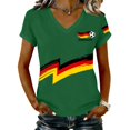 thumbnail image 1 of Women's Germany Football Graphic T-Shirt, V-Neck Casual Letter Print T-Shirt, Fashion Short Sleeve Graphic Tee, Summer Daily Lightweight Tops for Soccer Tournament 2026 Army Green Size: 2XL, 1 of 4