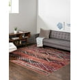 thumbnail image 4 of 7.5' x 7.5' Tan Brown and Blue Geometric Square Area Throw Rug, 4 of 8