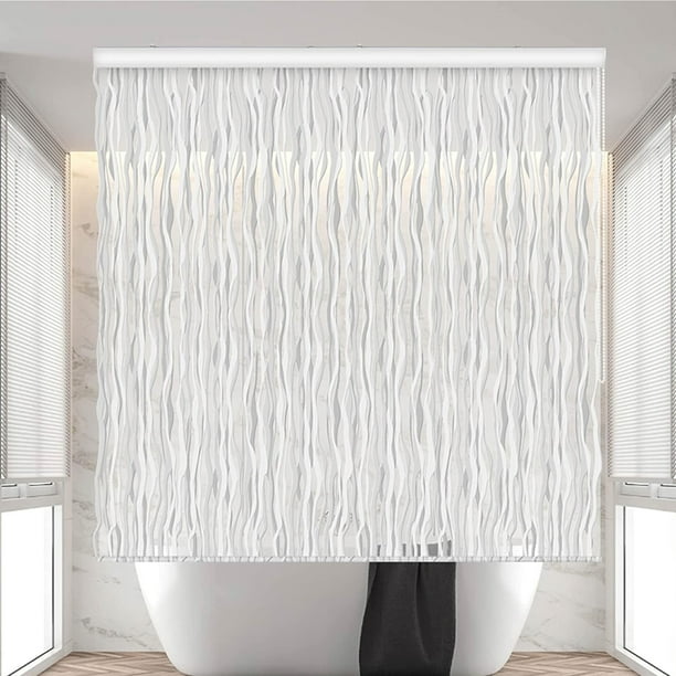 Jakooz Waterproof Rollup Bathroom Curtain Heavy Duty Shower Curtain for